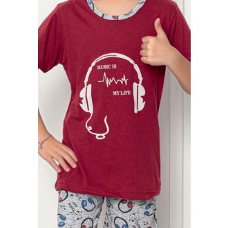 Dětské pyžamo CHRISTINA 12263 MUSIC bordó chlapecké